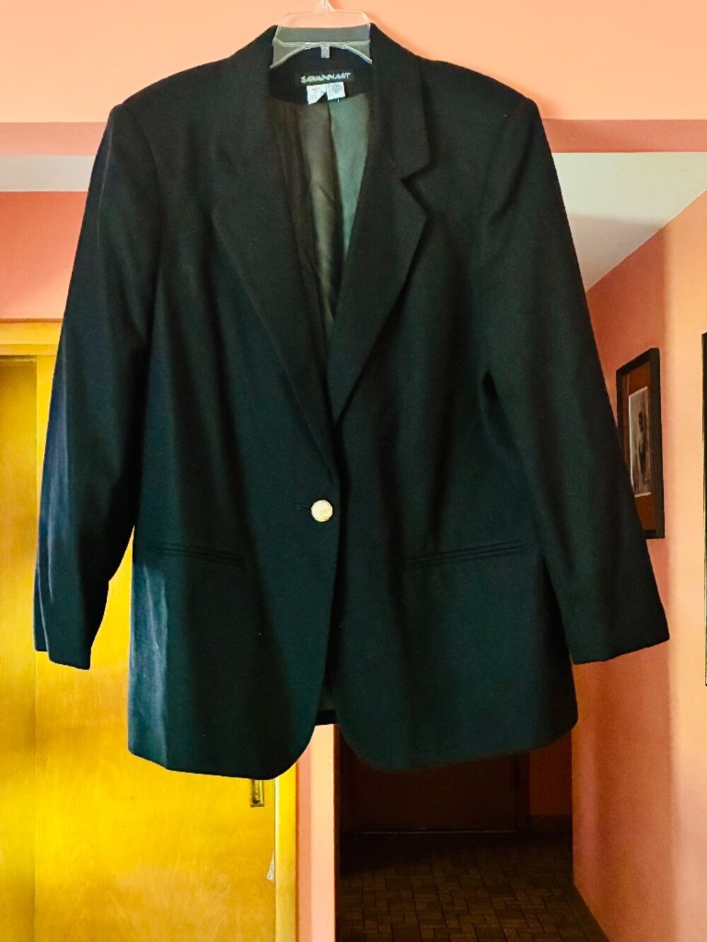 Savannah Black Wool Blend Single Button Blazer Size 16